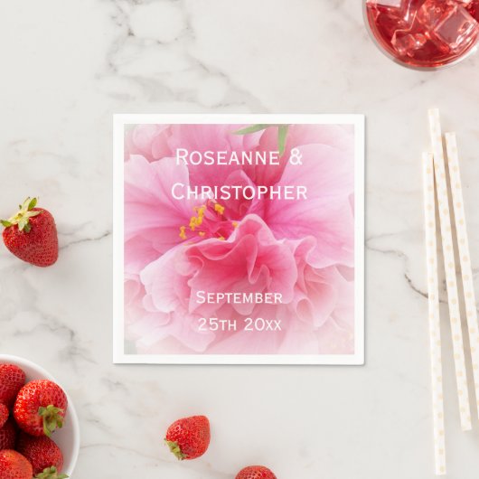 Roze Bloemen Ontwerp Wedding Servet (Insitu)