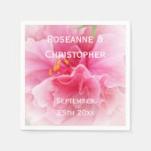 Roze Bloemen Ontwerp Wedding Servet (Voorkant)