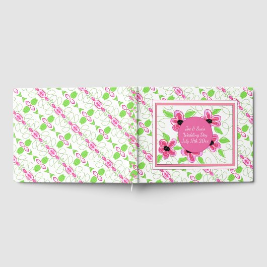 Roze Bloemen Ontworpen Gastenboek (Volledig)