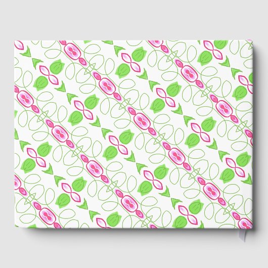 Roze Bloemen Ontworpen Gastenboek (Achterkant)