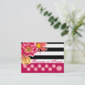 Roze bloemen op Black White Stripes Loyalty Reward (Staand voorkant)