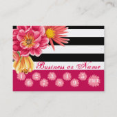 Roze bloemen op Black White Stripes Loyalty Reward (Voorkant)