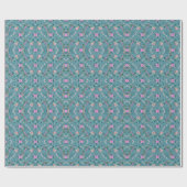 Roze Bloemen op Blauw patroon Cadeaupapier (Vlak)