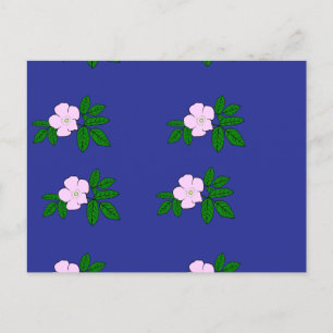 Roze bloemen op blauw van de marine briefkaart
