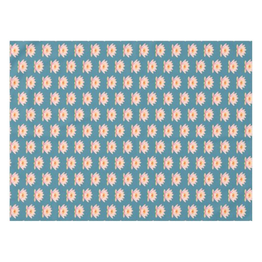 Roze bloemen op Blauwgroen Tafelkleed (Voorkant (Horizontaal))
