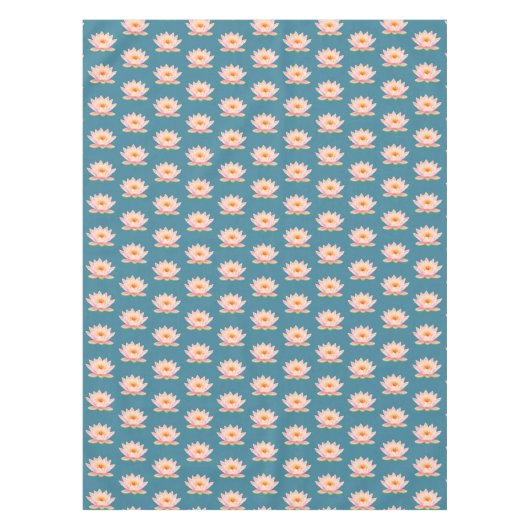 Roze bloemen op Blauwgroen Tafelkleed (Voorkant)