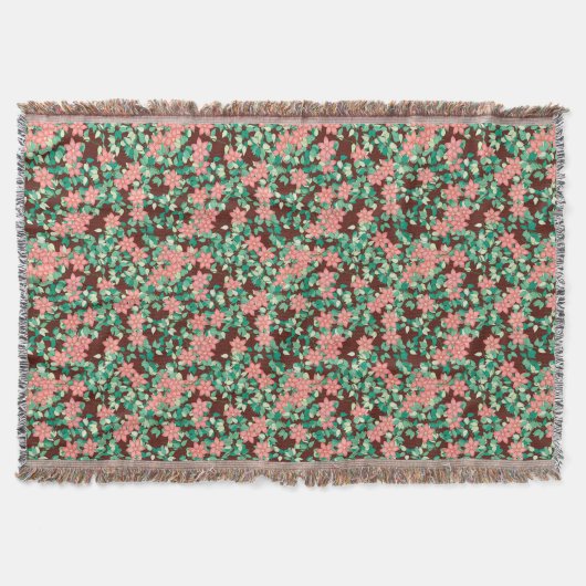 Roze bloemen op chocoladeachtergrond deken (Voorkant)