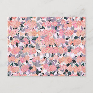 Roze bloemen op een achtergrond van zilveren blade briefkaart