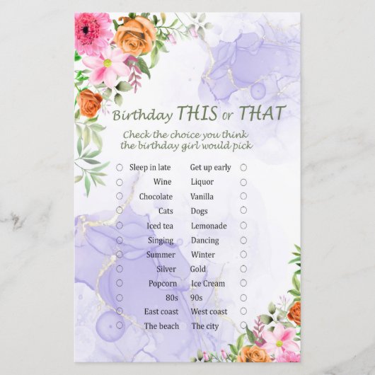 Roze bloemen op een dag dit of dat spel (Voorkant)