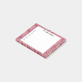 Roze bloemen op een rode Post-it Post-it® Notes (Schuin)