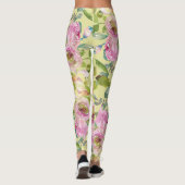 Roze bloemen op gele Leggings (Achterkant)