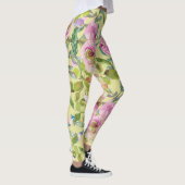 Roze bloemen op gele Leggings (Rechts)
