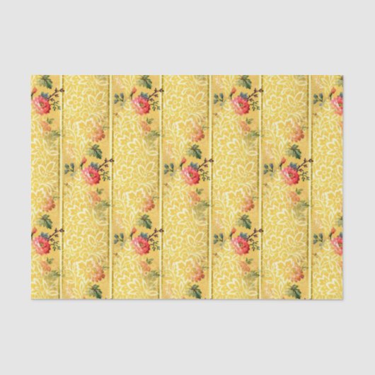  roze bloemen op gouden achtergrond tissuepapier (Voorkant)