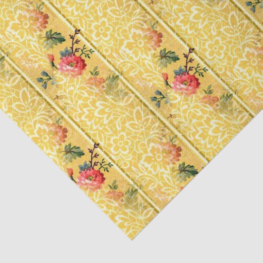  roze bloemen op gouden achtergrond tissuepapier (Detail)