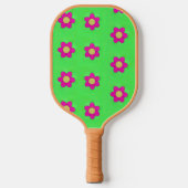 Roze bloemen op groen pickleball paddle (Voorkant)