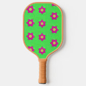 Roze bloemen op groen pickleball paddle (Achterkant)