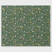 Roze Bloemen op Groene Achtergrond Gift Wrap Cadeaupapier (Vlak)