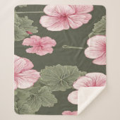 Roze bloemen op groene achtergrond sherpa deken (Voorkant)