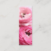 Roze bloemen op handgemaakt bladwijzer van papier mini visitekaartje (Achterkant)