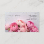 Roze bloemen op handgemaakte papieren moeder contactkaartje (Achterkant)