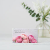 Roze bloemen op handgemaakte papieren moeder contactkaartje (Staand voorkant)