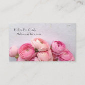 Roze bloemen op handgemaakte papieren moeder contactkaartje (Voorkant)