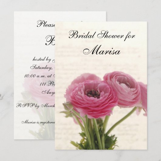 Roze bloemen op het vrijgezellenfeest van het schr kaart (Voorkant / Achterkant)