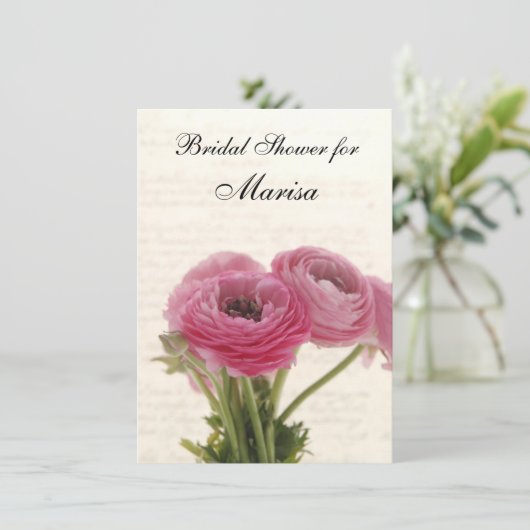 Roze bloemen op het vrijgezellenfeest van het schr kaart (Staand voorkant)