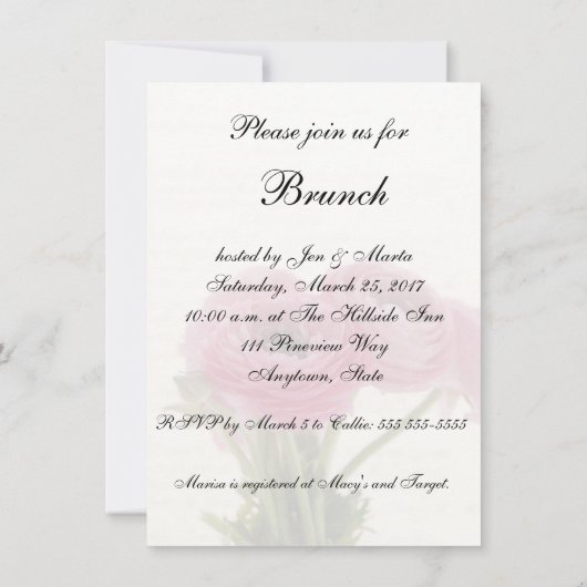 Roze bloemen op het vrijgezellenfeest van het schr kaart (Achterkant)