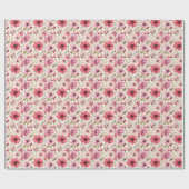 Roze bloemen op ivoor cadeaupapier (Vlak)