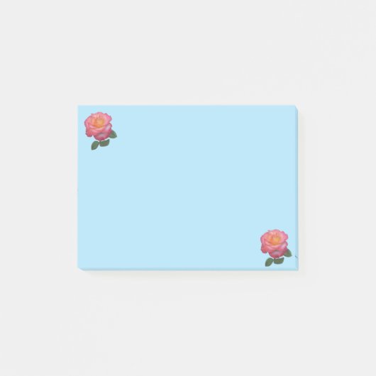 Roze bloemen op lichtblauwe dingen om te doen post-it® notes (Voorkant)