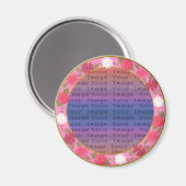 Roze Bloemen Op Maat Ronde Magneet (Voorkant / Achterkant)