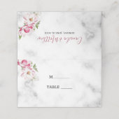 Roze bloemen op marmer plaatskaartje (Buitenkant ongevouwen)
