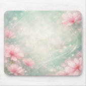 Roze Bloemen Op Mintgroene Etherische Abstracte Muismat (Voorkant)