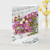 Roze bloemen op muziek kaart (Gele Bloem)