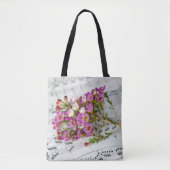 Roze bloemen op muziek tote bag (Voorkant)