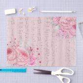 Roze bloemen op  muziekblad tissuepapier (Craft)