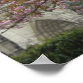 Roze bloemen op Notre Dame Poster (Hoek)