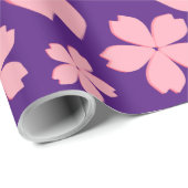 Roze bloemen op Paars verpakkingspapier Cadeaupapier (Rol Hoek)