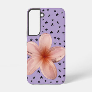 Roze bloemen op Paarse Bloom Hoesje Samsung Galaxy Hoesje