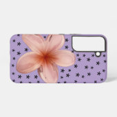 Roze bloemen op Paarse Bloom Hoesje Samsung Galaxy Hoesje (Achterkant horizontaal)