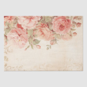 Roze Bloemen op Perkament Decoupage Tissuepapier