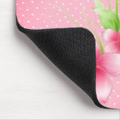 Roze bloemen op poka Dots Muismat (Hoek)