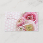 Roze bloemen op poolstippen contactkaartje (Achterkant)