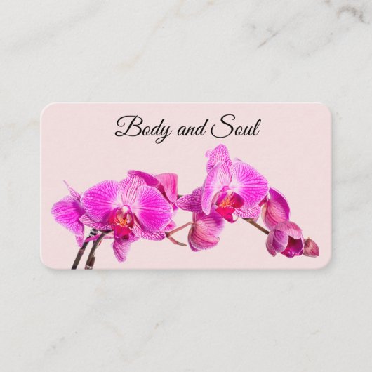 Roze bloemen op roos handgemaakte spa en lichaamsp visitekaartje (Voorkant)