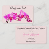 Roze bloemen op roos handgemaakte spa en lichaamsp visitekaartje (Voorkant / Achterkant)