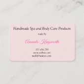 Roze bloemen op roos handgemaakte spa en lichaamsp visitekaartje (Achterkant)