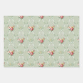 Roze bloemen op roze, groene en blauwe lint Trelli Inpakpapier Vel (Voorkant 3)