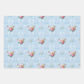 Roze bloemen op roze, groene en blauwe lint Trelli Inpakpapier Vel (Voorkant)