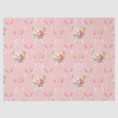 Roze  bloemen op roze lint tissuepapier (Voorkant)